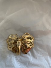 butterfly brooch pin 1960  three dimensional Stanlie silver Vermeil