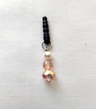Pink Bead Universal Cell Phone Charm Anti Dust Proof Plug Ear Cap Jack Handmade