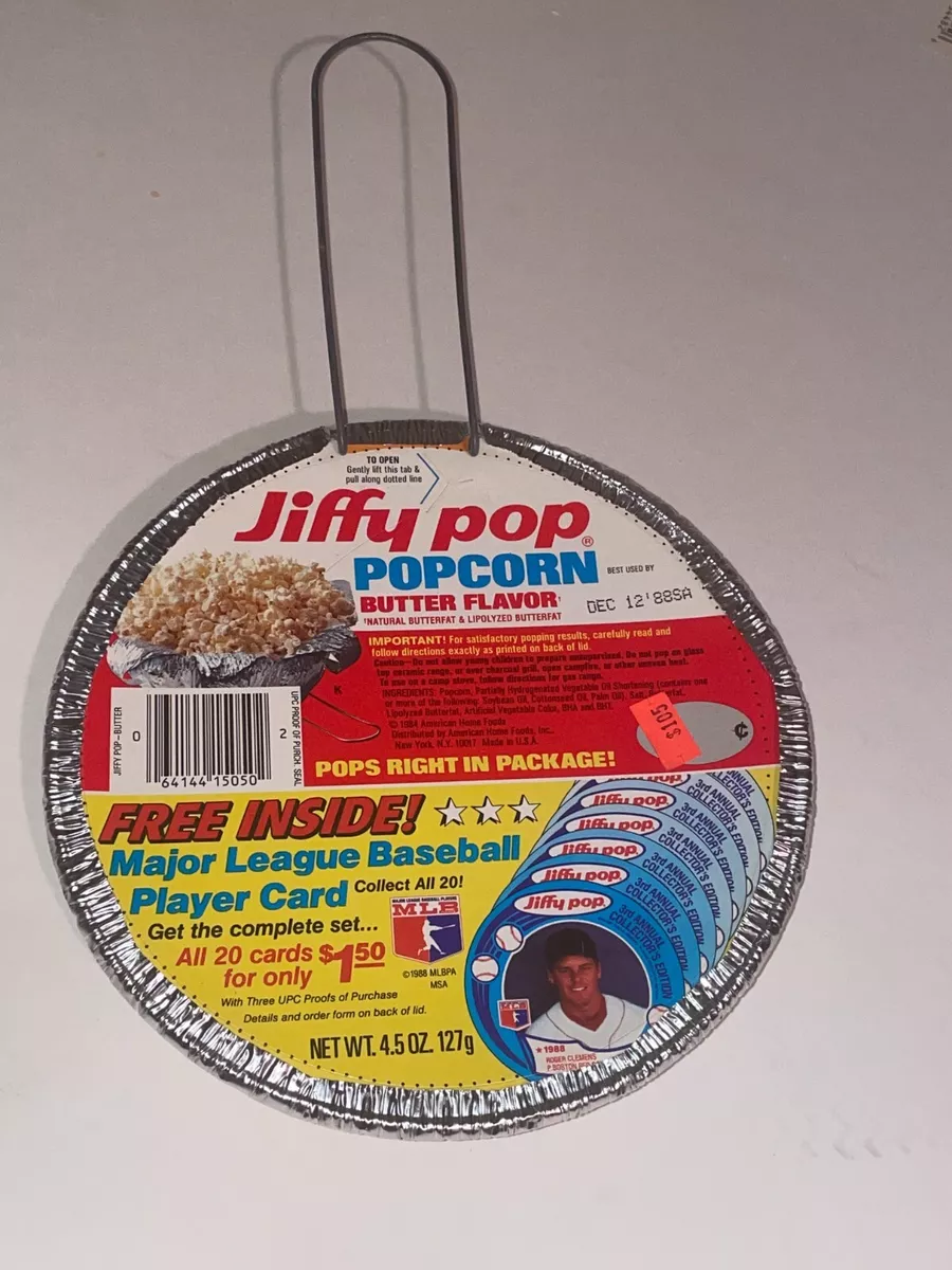 erfaring Markeret tetraeder JIFFY POP POPCORN * SEALED Container BASEBALL CARD OFFER - Clemens 1988 *  FULL | eBay
