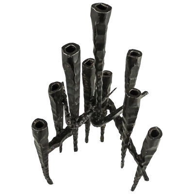 David Palombo (Israeli 1920-1966) Brutalist Hand Forged Iron Sculpt Candleholder