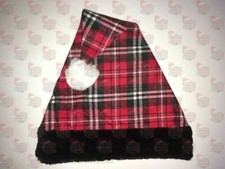 red and Black Plaid Santa Hat 22-23" circumference - from USA