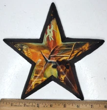 Sharon Roy Finch Cast Iron Austin Texas Lone Star Rustic Folk Art 7" Wall Mount
