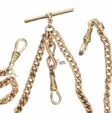 SNAKE Pocket Watch Chain or 18in Necklace Double Albert Repro Victorian Men's