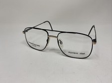 KENMARK EYEGLASS FRAME METRO BLACK GOLD 54/18/140 STAINLESS STEEL 0556