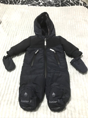 Jasper Conran Junior J Alter 3-6 Monate marineblau/schwarz wattiert kuschelig gefüttert Schneeanzug sehr guter Zustand