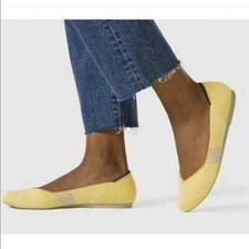 Rothy's Round Toe The Flat Ballet Slip On Knit Shoes Sunshine Yellow Women's 6