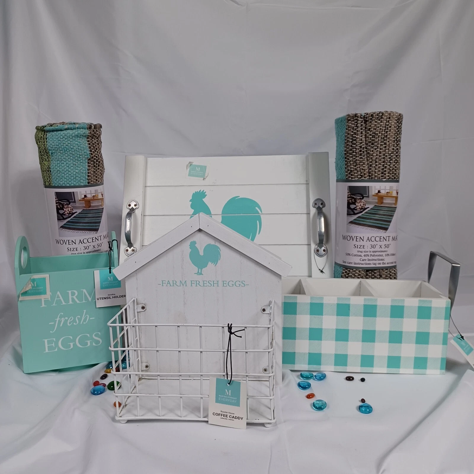 Martha Stewart Kitchen Collection Farmhouse White And Aqua Decor