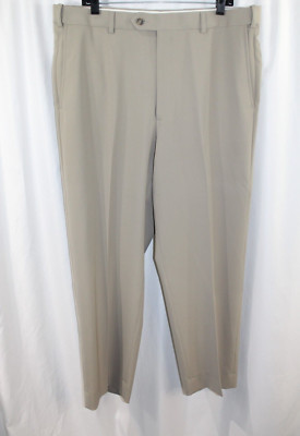 Austin Reed Mens Beige Flat Front Trouser Pants 38x30 Actual 36x27.5''