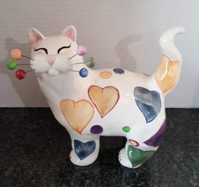 2002 ANNACO BY AMY LACOMBE SIGNED WHIMSICLAY CERAMIC CAT WITH