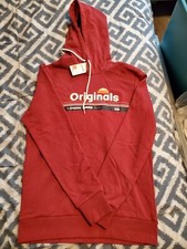 Jack  Jones Mens originals red pullover Hoodie Black Size large Long Sleeve