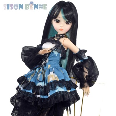 Complete set of dolls BJD 60cm, soft two-tone wig + blue princess