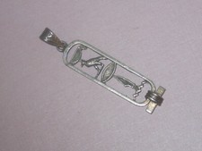 Egyptian Revival Hand Crafted Vintage Sterling Heiroglyphics Pendant