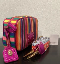 Kurt Geiger Southbank Rainbow Fabric Crossbody Fuchsia 9" x 5.5" x 2.75" New