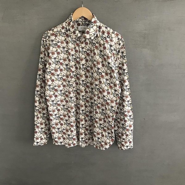 Men Eton Shirt Multicolor Cotton 40 /L / 48 #1VUZ