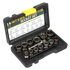 14PCS Impact Bolt Extractor Set Nut Remover Stripped Extraction Socket Tools