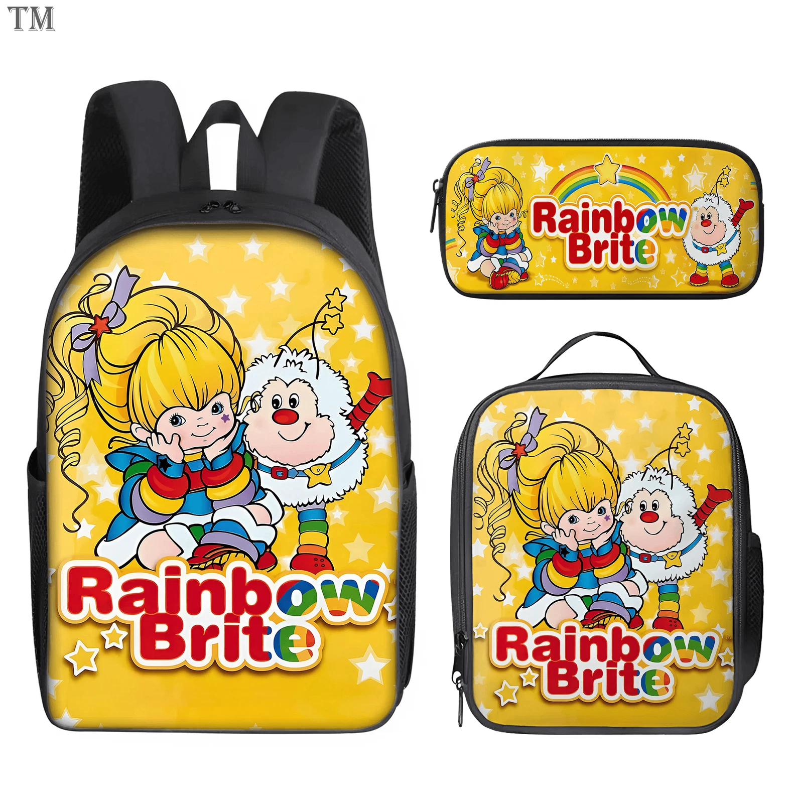 Cute Rainbow Girl Backpack Set School Bag Lunch Bag Pencil Case Kids