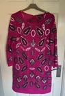 STRIKING, SILK-MIX, MIRRORED DRESS/TUNIC BY DKNY- SMALL (c UK 12) - CHARITY SALE