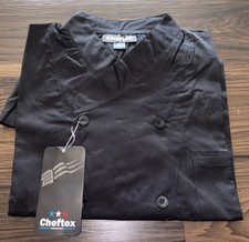 Chef Coat Adult Large Black Long Sleeve Uniform Jacket Cook Workwear Cheftex NEW