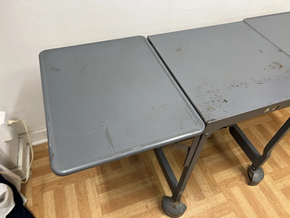 MESA MÁQUINA DE ESCRIBIR INDUSTRIAL de colección hoja caída mediados de siglo soporte rodante Tiffany Foto 3 de 4