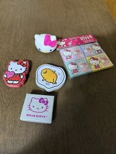 Gudetama The Lazy Egg & Hello Kitty Candy Containers Tins Etc Mostly Empty