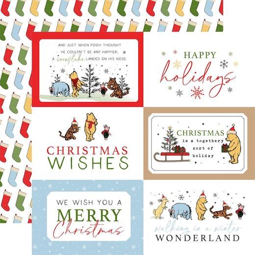Echo Park Winnie the Pooh Christmas 12""x12"" Cardstock - 6x4 Journaling Cards