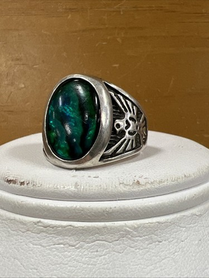 #ad Wheeler Manufacturing 925 Sterling Silver Abalone Thunderbird Eagle Ring S 11.75 $109.99