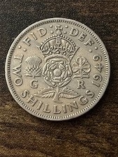 1949 Great Britain UK Florin (Two 2 Shillings) Copper-Nickel Actual Coin TC990*