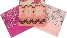 Bandanas for Women and Men，3 Pack Super Soft Thin 60s 3 Pack-pink Flower 