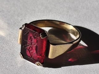 Bague Plaqué Or Intaille Pierre Sculptée Taille 57 3 7 g Bijoux Vintage