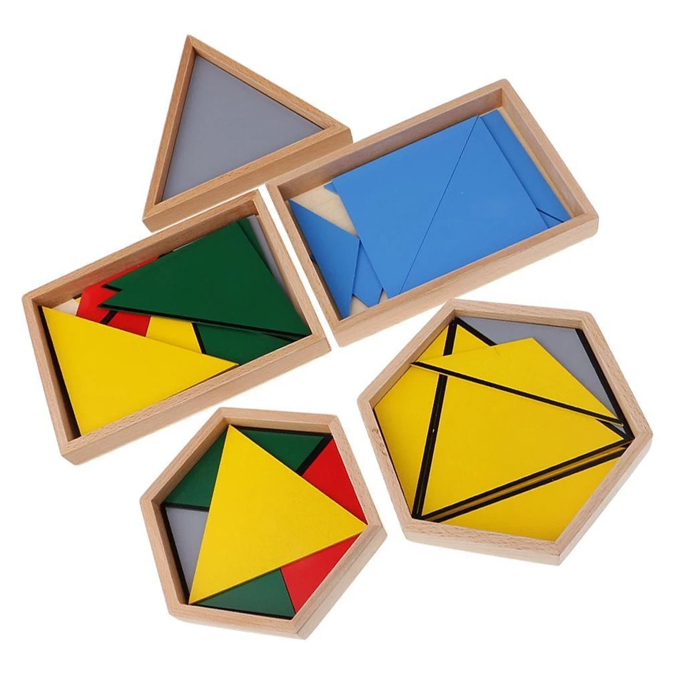 Contructive Triangles Insert Boards Kids Montessori Geometry