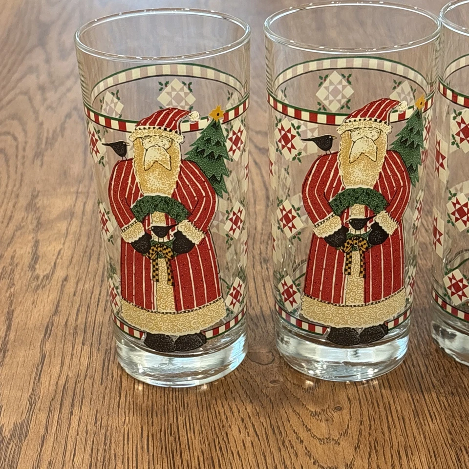 Juego de dos (4) vasos Debbie Mumm Navidad 6" de alto Santa 1998 Foto 2 de 4