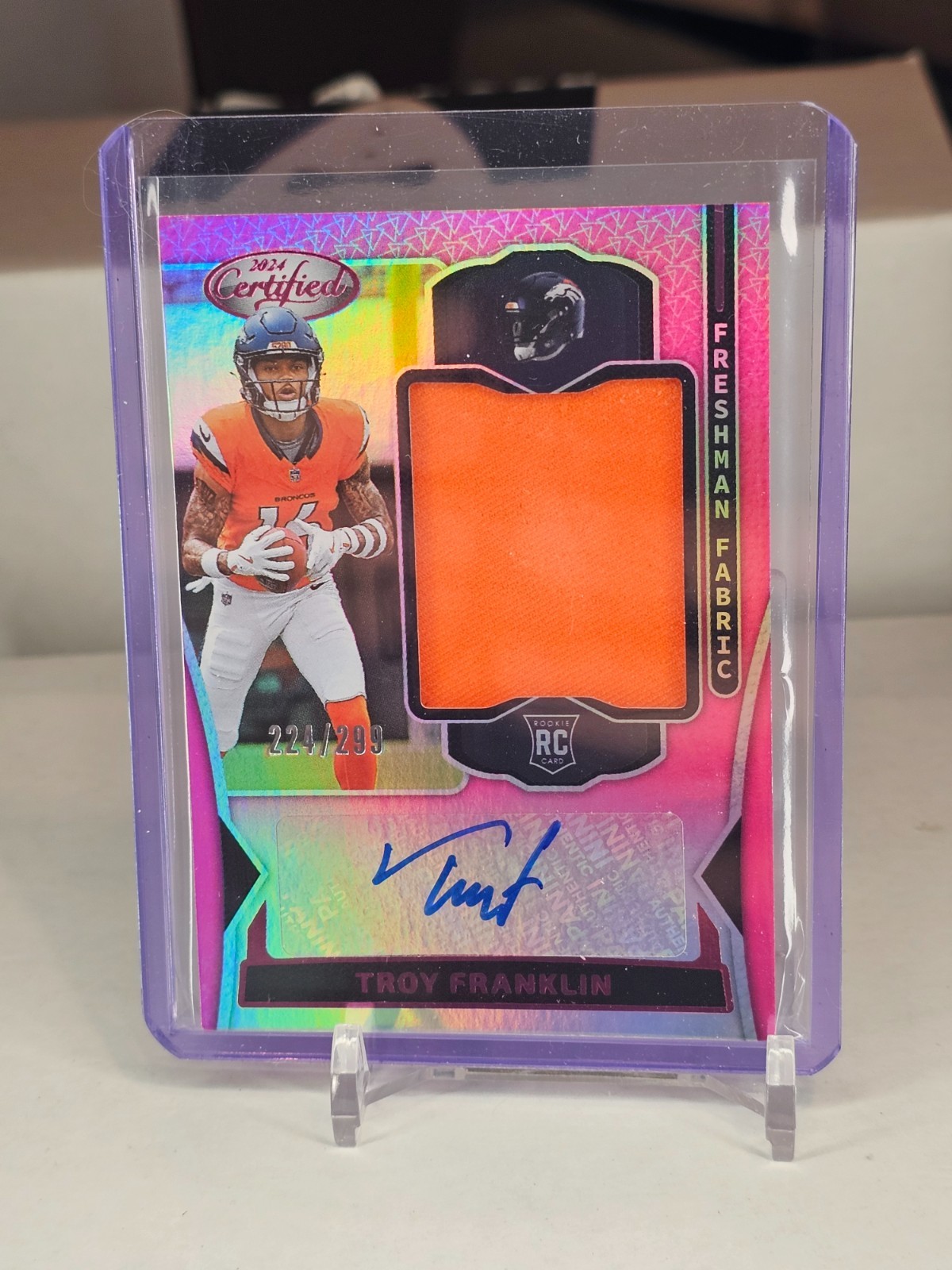 Troy Franklin Panini Certified Freshman Fabric Mirror Signatures #FMSTFN Pink