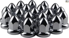 33mm Chrome Lug Nut Covers Push On, ABS Chrome Plastic Push-on Bullet Flanged Lu