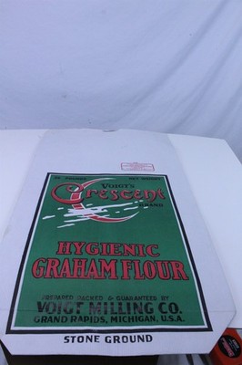 Voight's Crescent Brand Hygienic Graham Flour Empty 25lb Bag Advertising Collect
