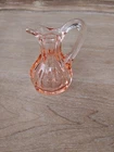 Vintage Depression Glass Hand Blown Pink / Peach Glass Pitcher Cruet