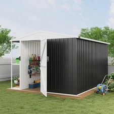 8x10 FT Outdoor Storage Shed Waterproof Metal Garden Tool Shed with Shelves
