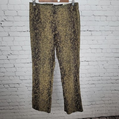VTG Cache Brown Snakeskin Stretch High Rise Pants USA Made Size 12 (28x31)