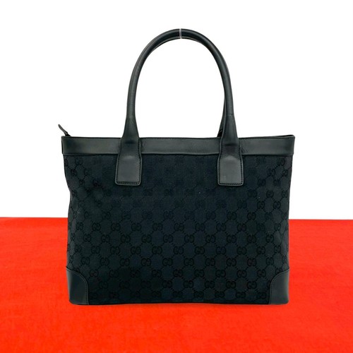 GUCCI GG Logo Pattern Handbag canvas leather black 53671