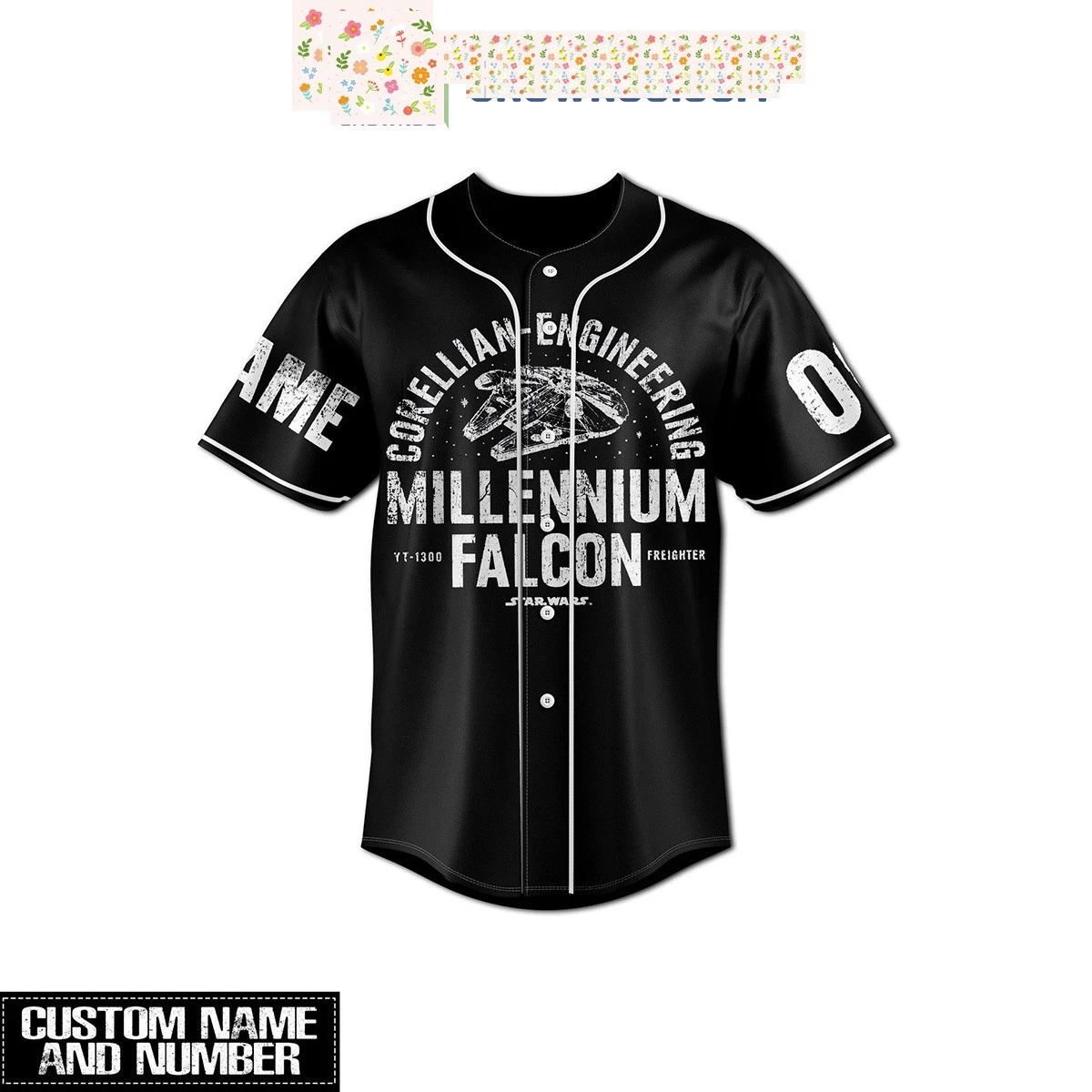 Star Wars Millennium Falcon Personalized Baseball Jersey