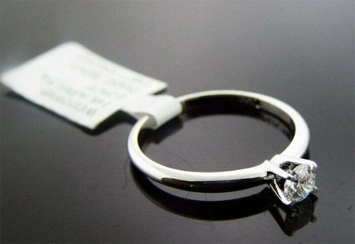 14K WG 0.25CT One Diamond Round Solitaire Engagement Ring Size 6.5 G/H SI Clarit - Picture 3 of 4