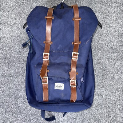HERSCHEL Little America Raven Crosshatch Backpack Navy Red Padded Laptop Carrier