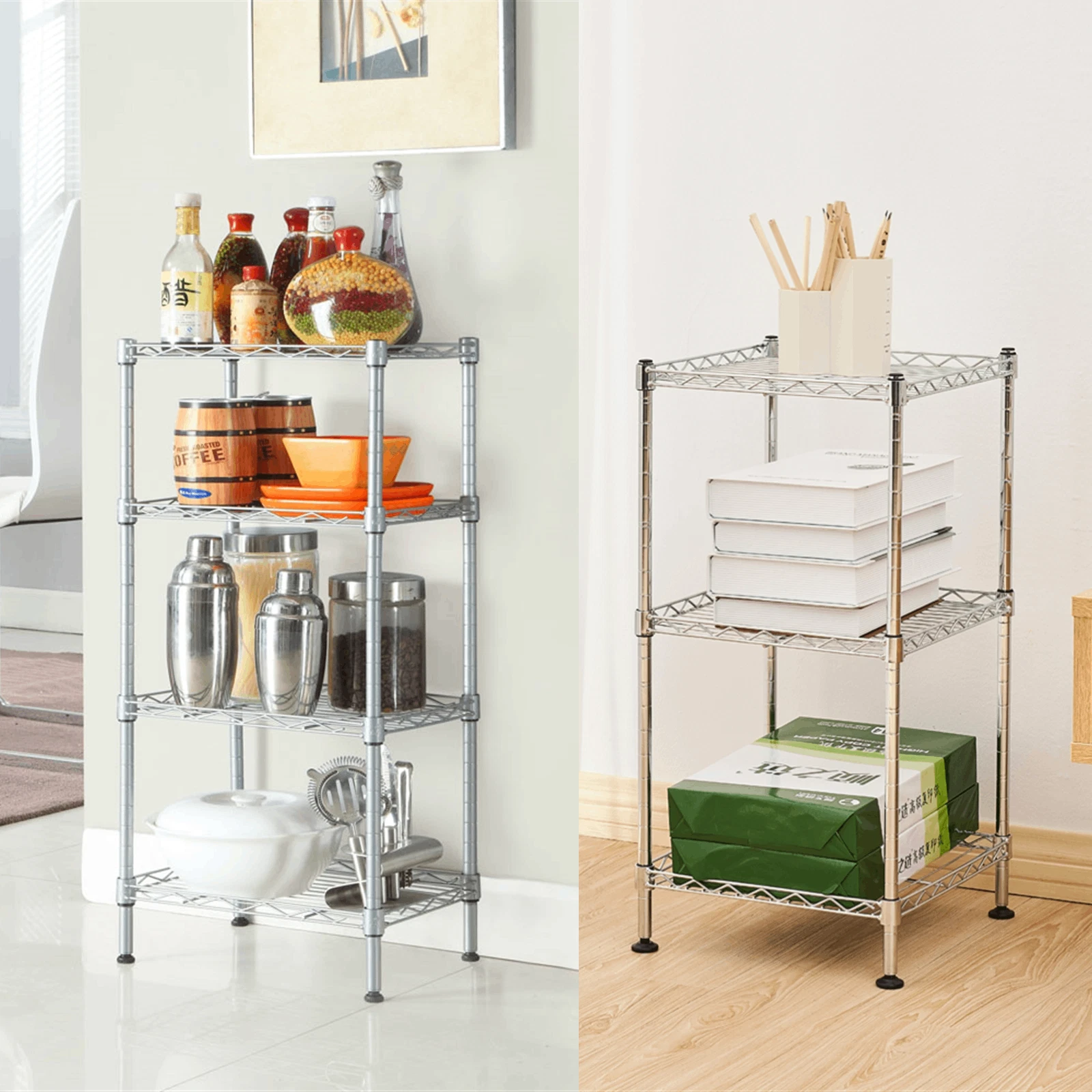 Wire Shelving Rack Shelf Home Office Book Storage Organizer Kitchen Shelf