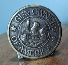 Vintage Belt Buckle United Gun Owners of America Americana Guns Pistols Rifles
