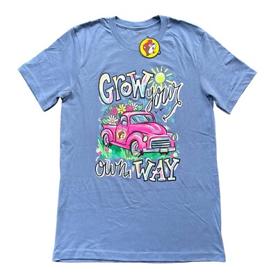 Bucees T-Shirt Womens Sz M Grow Your Own Way Blue Short Sleeve Truck Southern