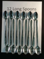 12 Iced Tea Spoons Stainless Steel Long Handle Ice Tea Coffee 7.5"  