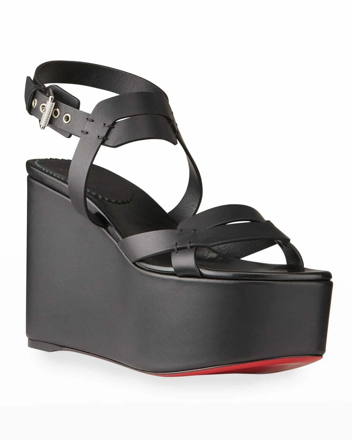 Christian Louboutin — CHRISTIAN LOUBOUTIN Cavaleppa Crisscross Wedge Red Sole Sandals Eur 42/US12