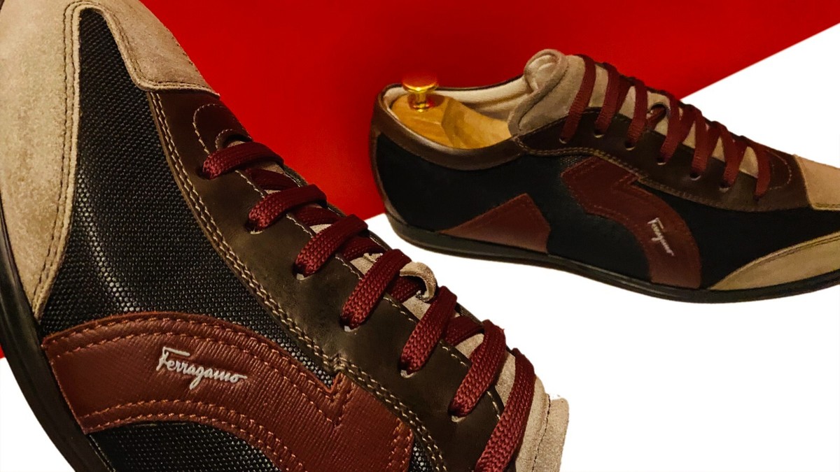 $889.00 !! FERRAGAMO MEN RARE MULTI COLOR LEATHER SUEDE COMBO