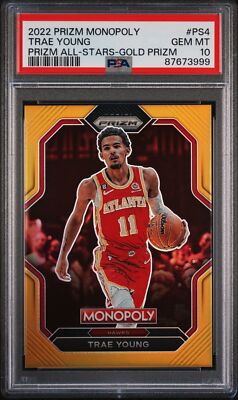 Trae Young SSP PSA 10 2022 Prizm Monopoly All-Stars Gold Prizm 17/49 #PS4 Hawks
