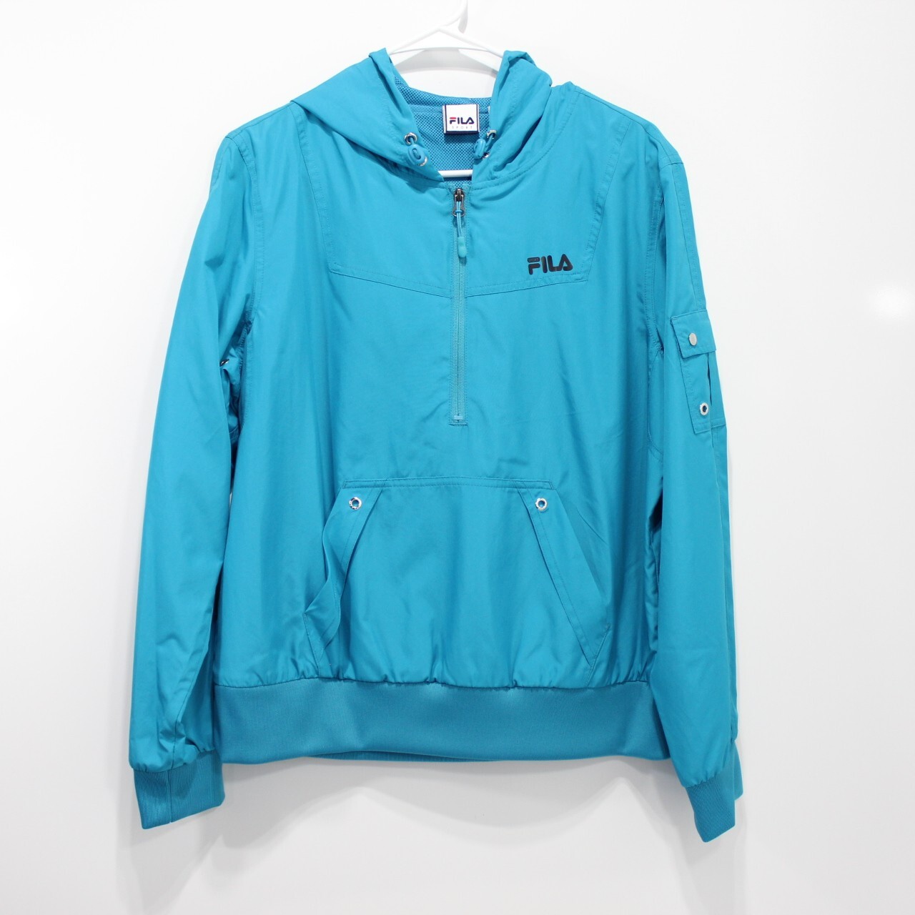 Giacca a vento Fila Sport donna blu Henley 1 2 zip con cappuccio manica lunga L