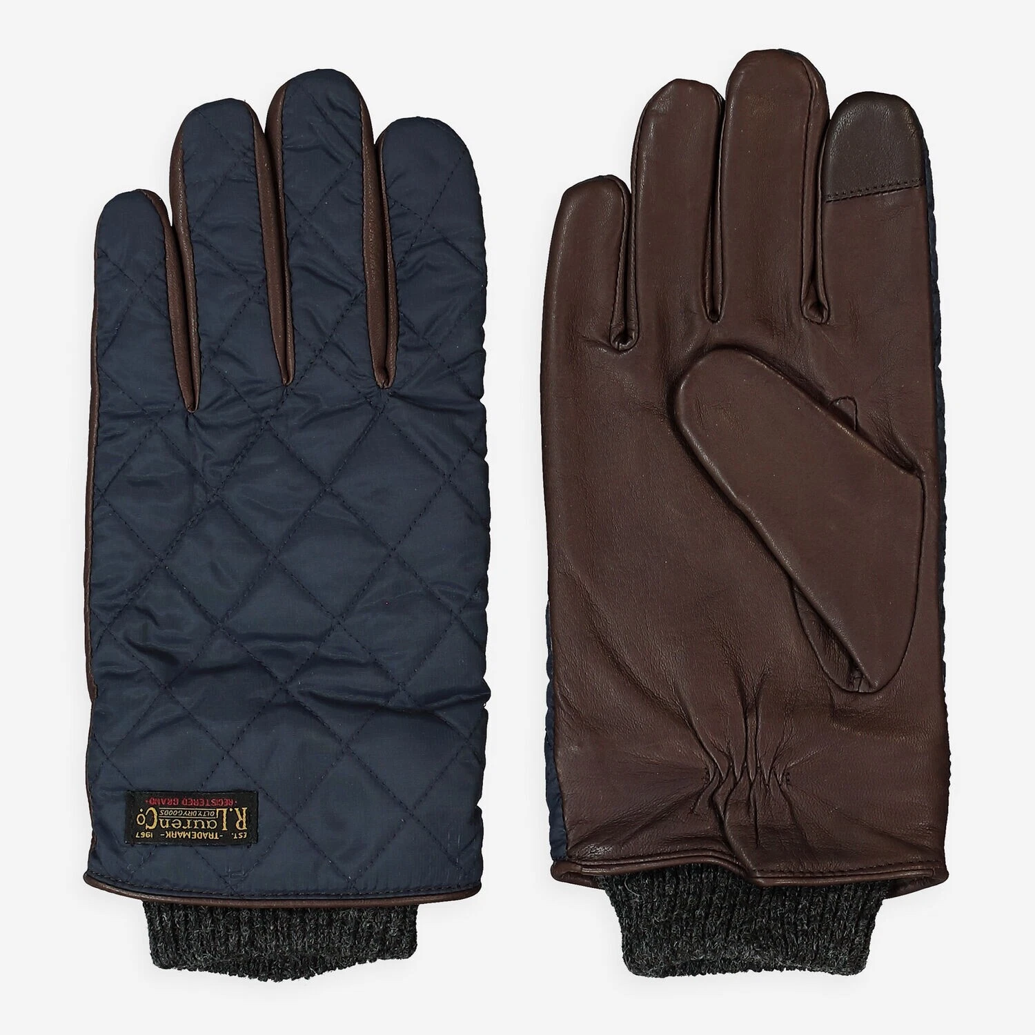 Polo Ralph Lauren Mens Navy Quilted Field Winter Gloves | Wool, Leather | Large